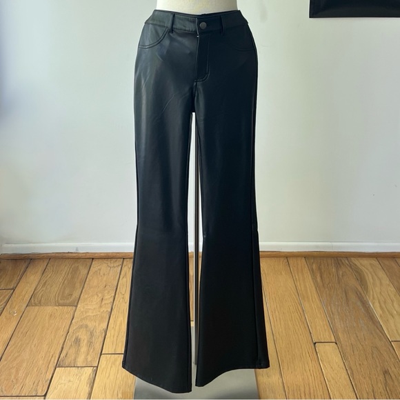 Faux Leather Flare Thermal Trousers - Picture 1 of 3